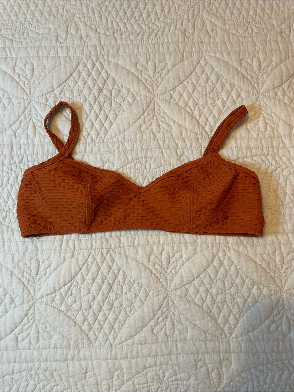 RACHEL COMEY Rivival Rust Textured Thin Strap Bralette Bikini Top Size L